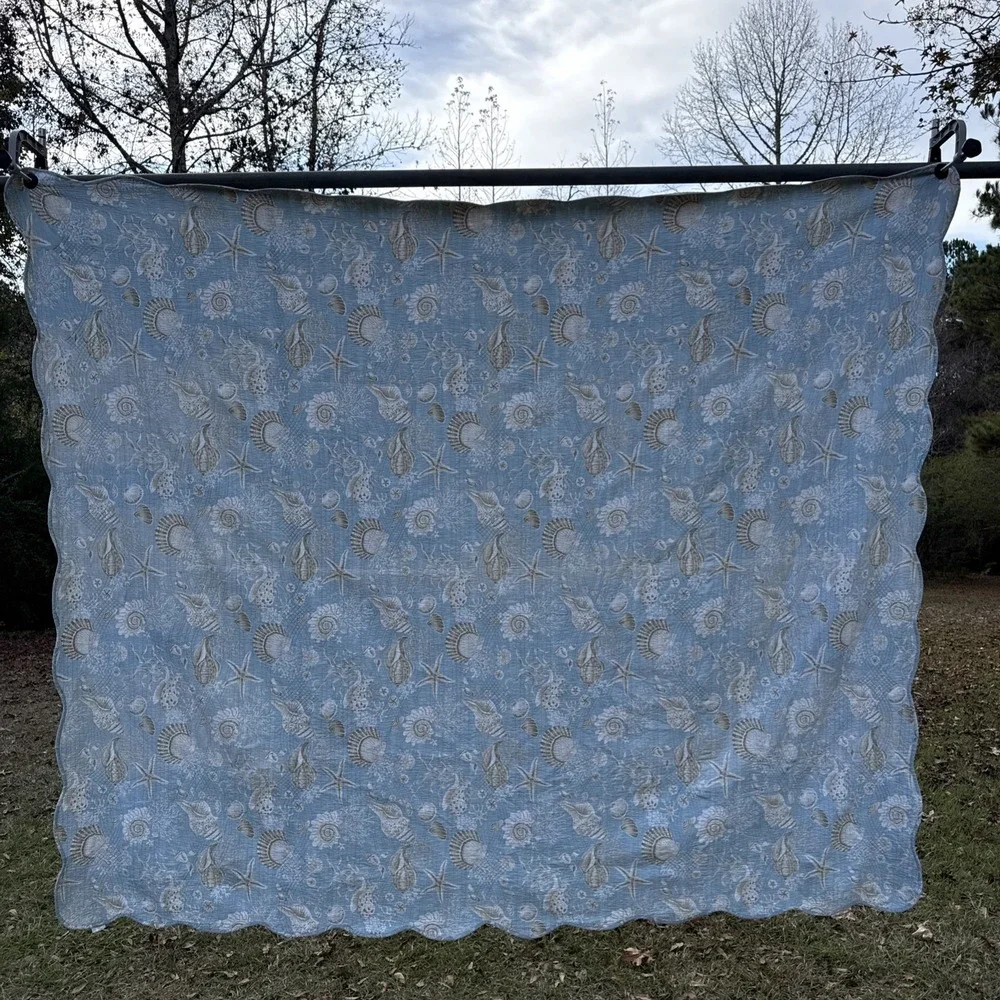 Nice light blue seashell quilt 98